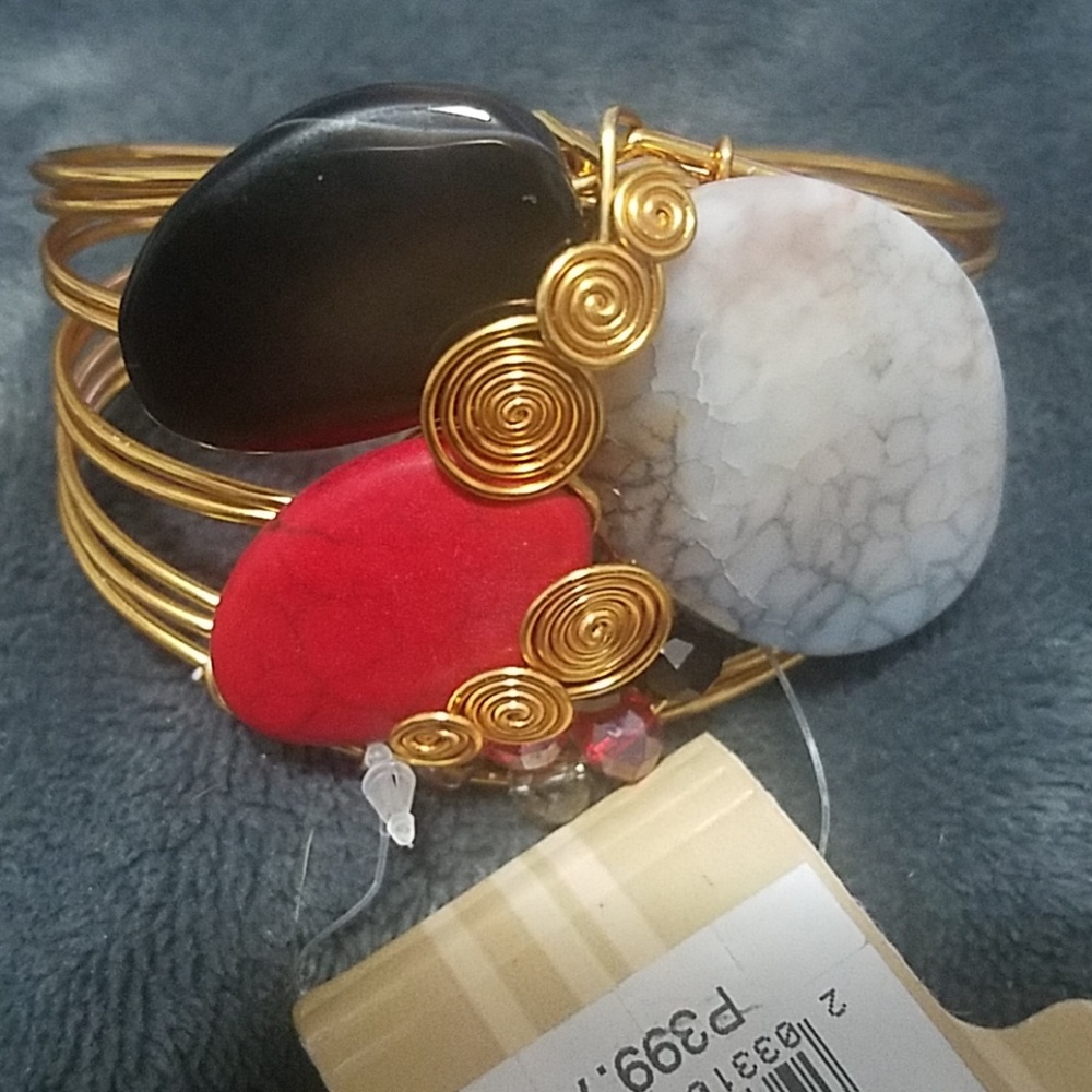 Handmade accesory cuff bracelet with stones